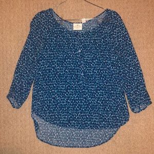 Blue hi-low blouse
